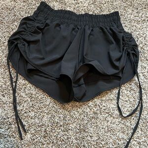 Aerie Black Ruched Athletic Shorts